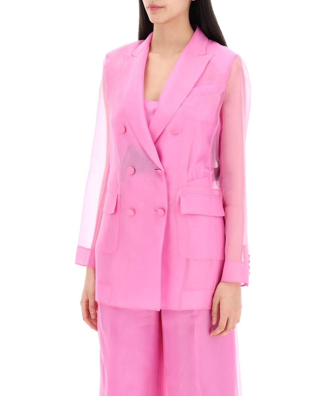 MAX MARA Розовый шелковый жакет/пиджак, фото 6