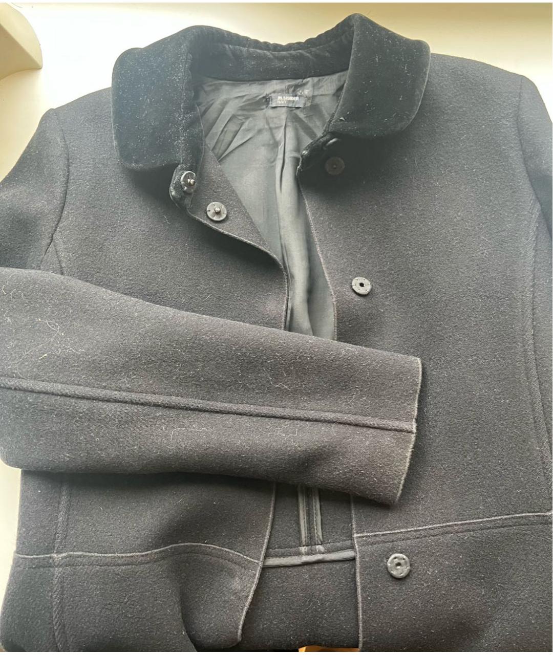 JIL SANDER Черное шерстяное пальто, фото 4