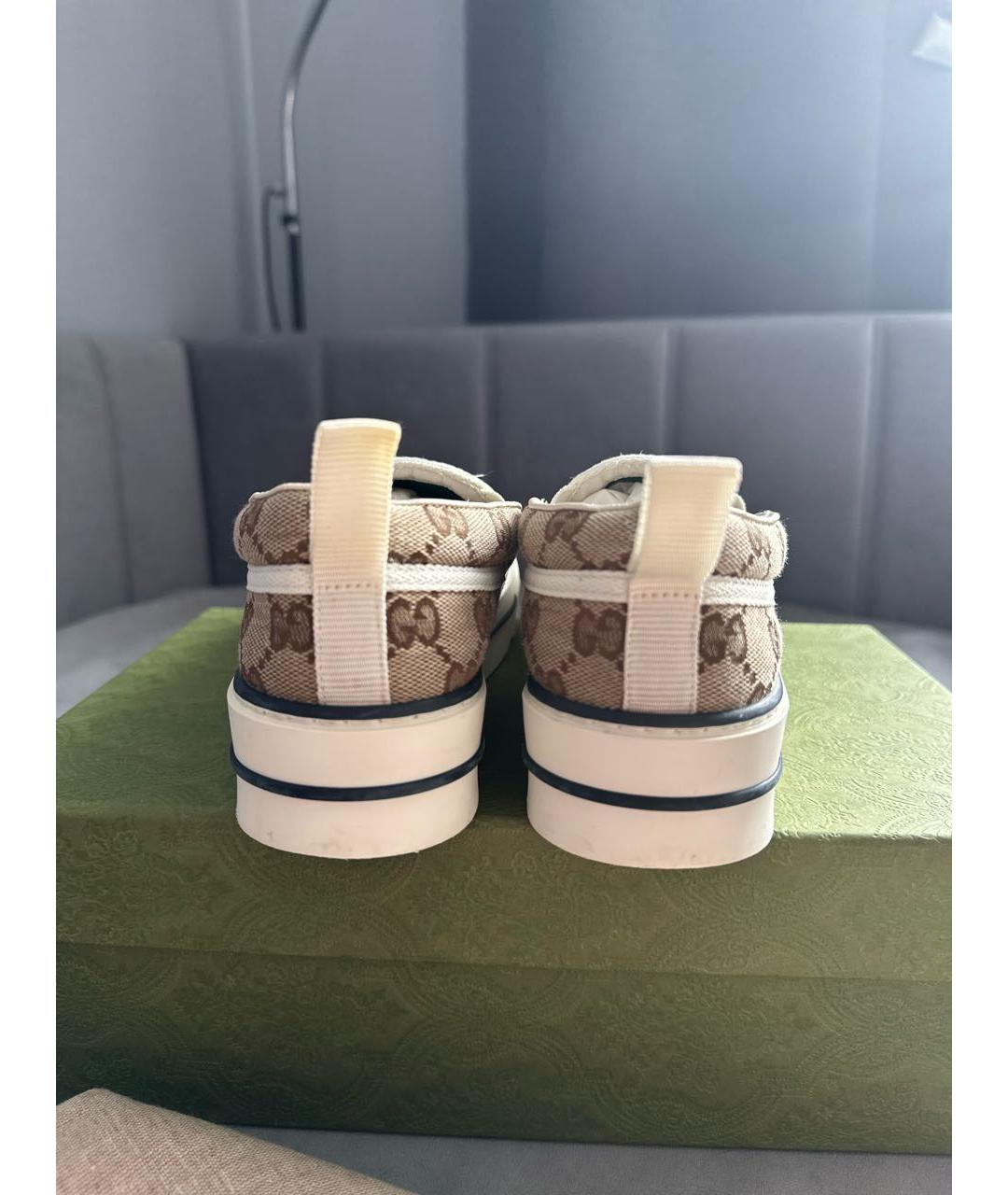 GUCCI Коричневые текстильные слипоны, фото 4