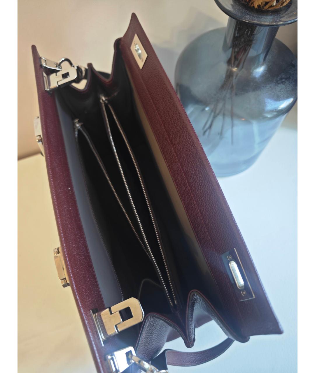 GUCCI Бордовая кожаная сумка с короткими ручками, фото 5