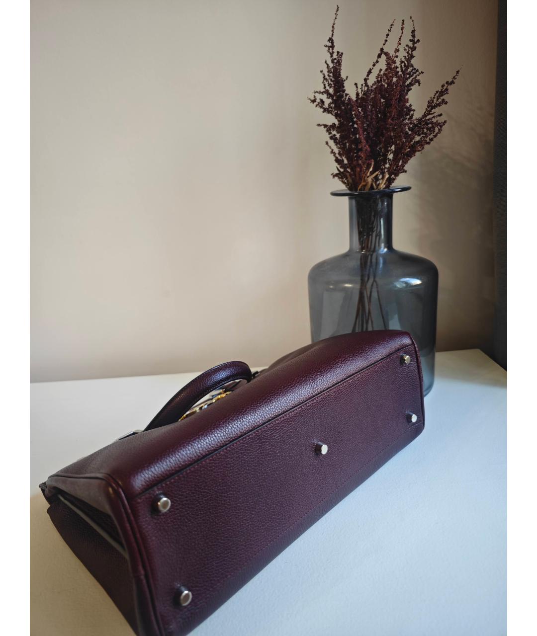 GUCCI Бордовая кожаная сумка с короткими ручками, фото 7
