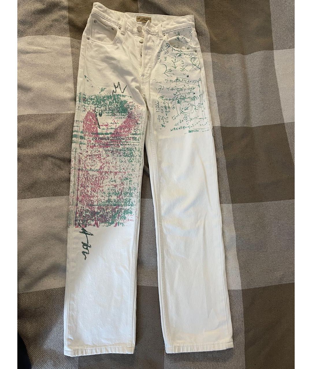 BURBERRY Белые хлопковые прямые джинсы, фото 8