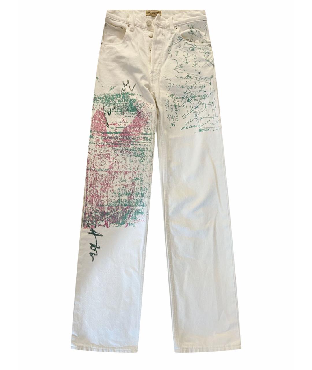 BURBERRY Белые хлопковые прямые джинсы, фото 1