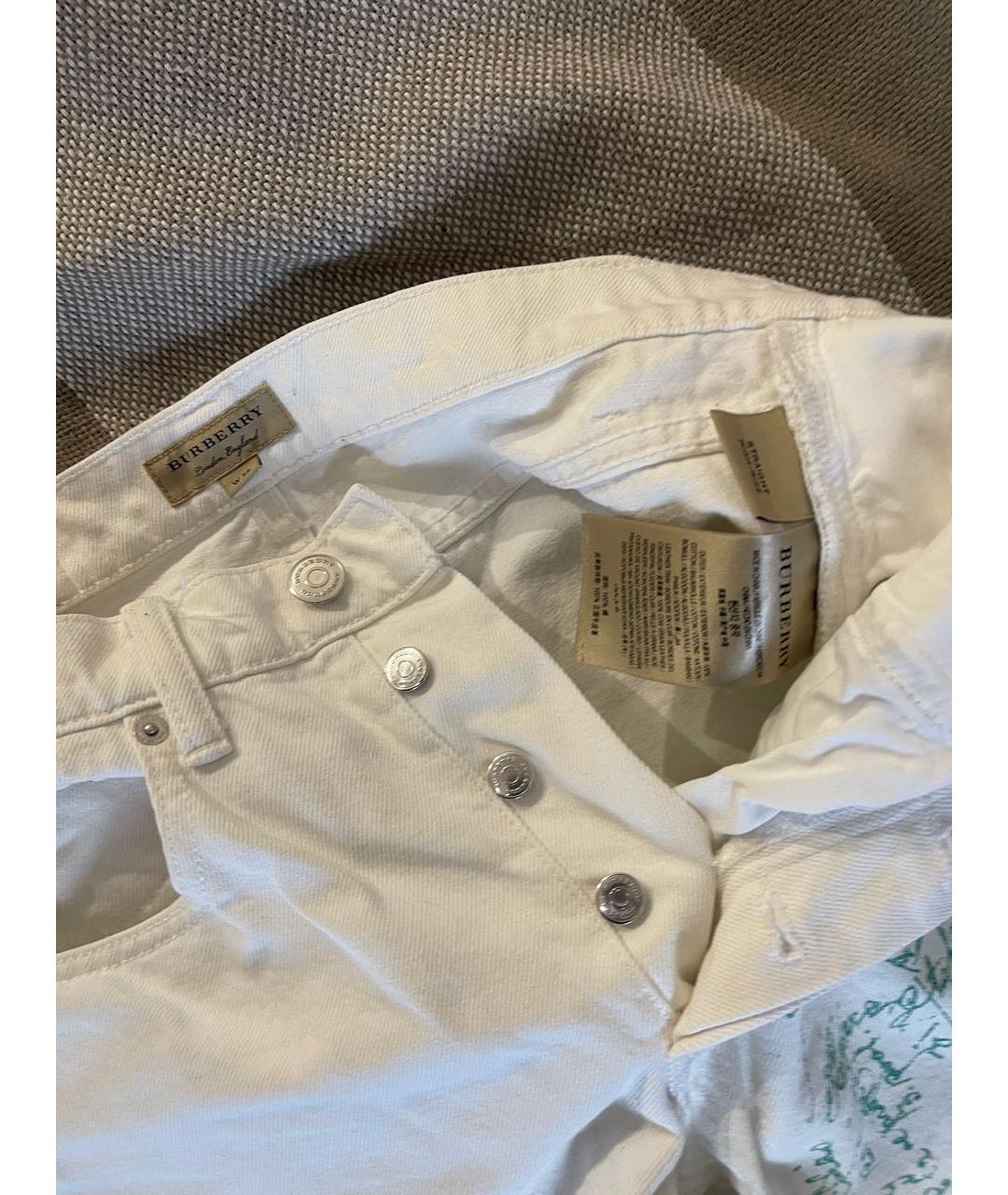BURBERRY Белые хлопковые прямые джинсы, фото 5