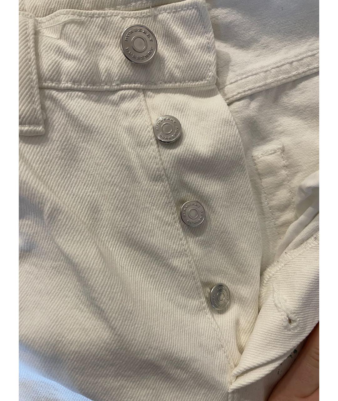 BURBERRY Белые хлопковые прямые джинсы, фото 6