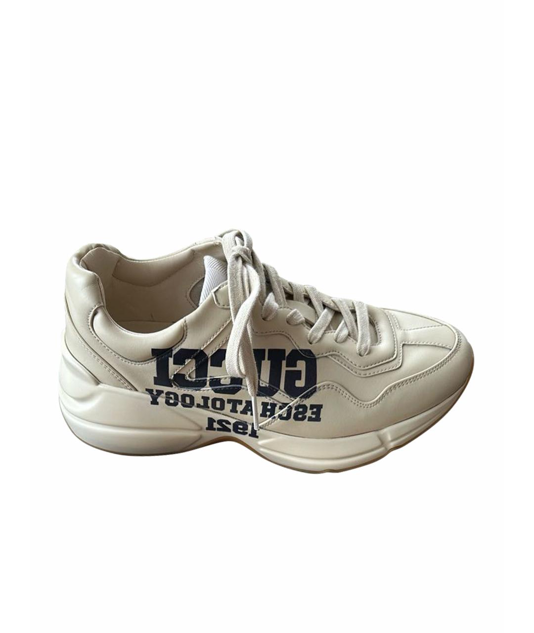GUCCI Бежевые кожаные кроссовки, фото 1