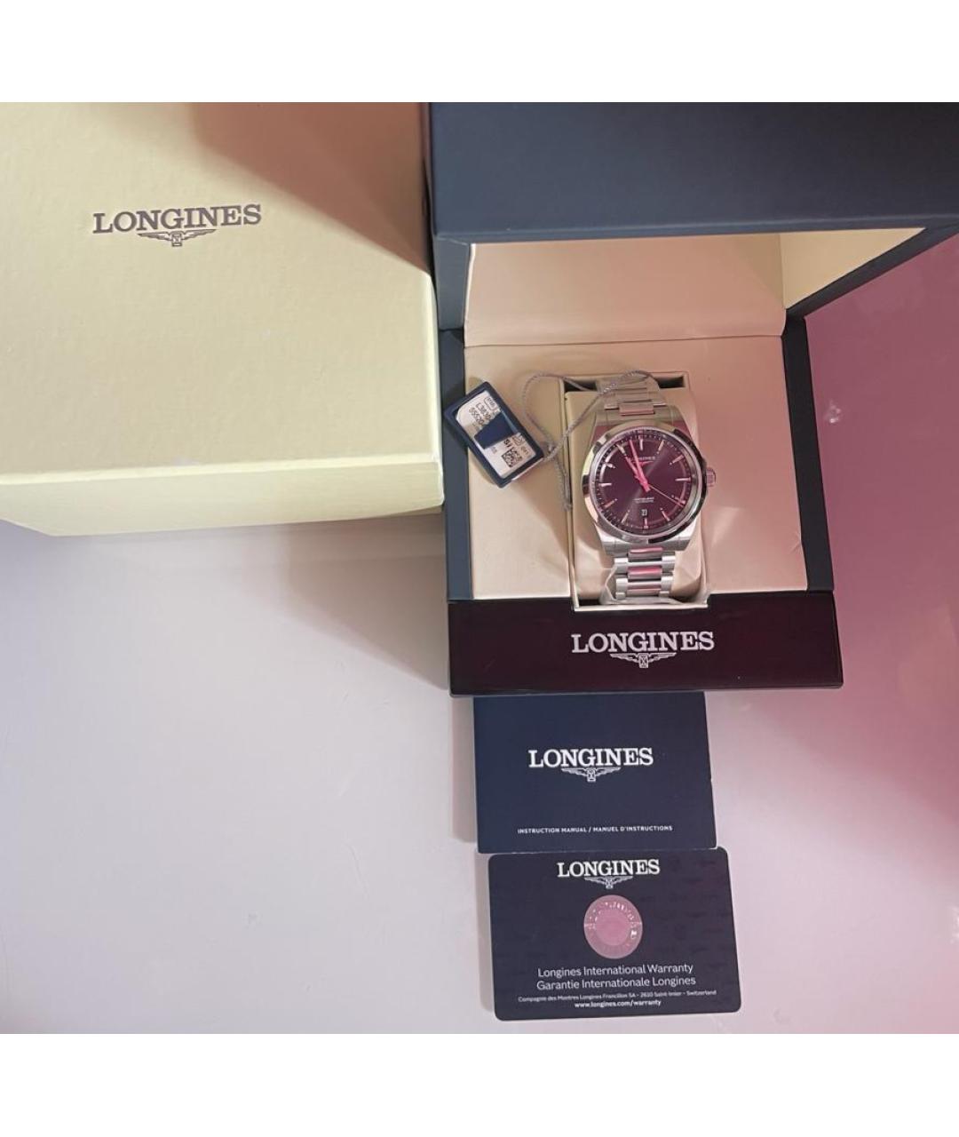 LONGINES Антрацитовые стальные часы, фото 4