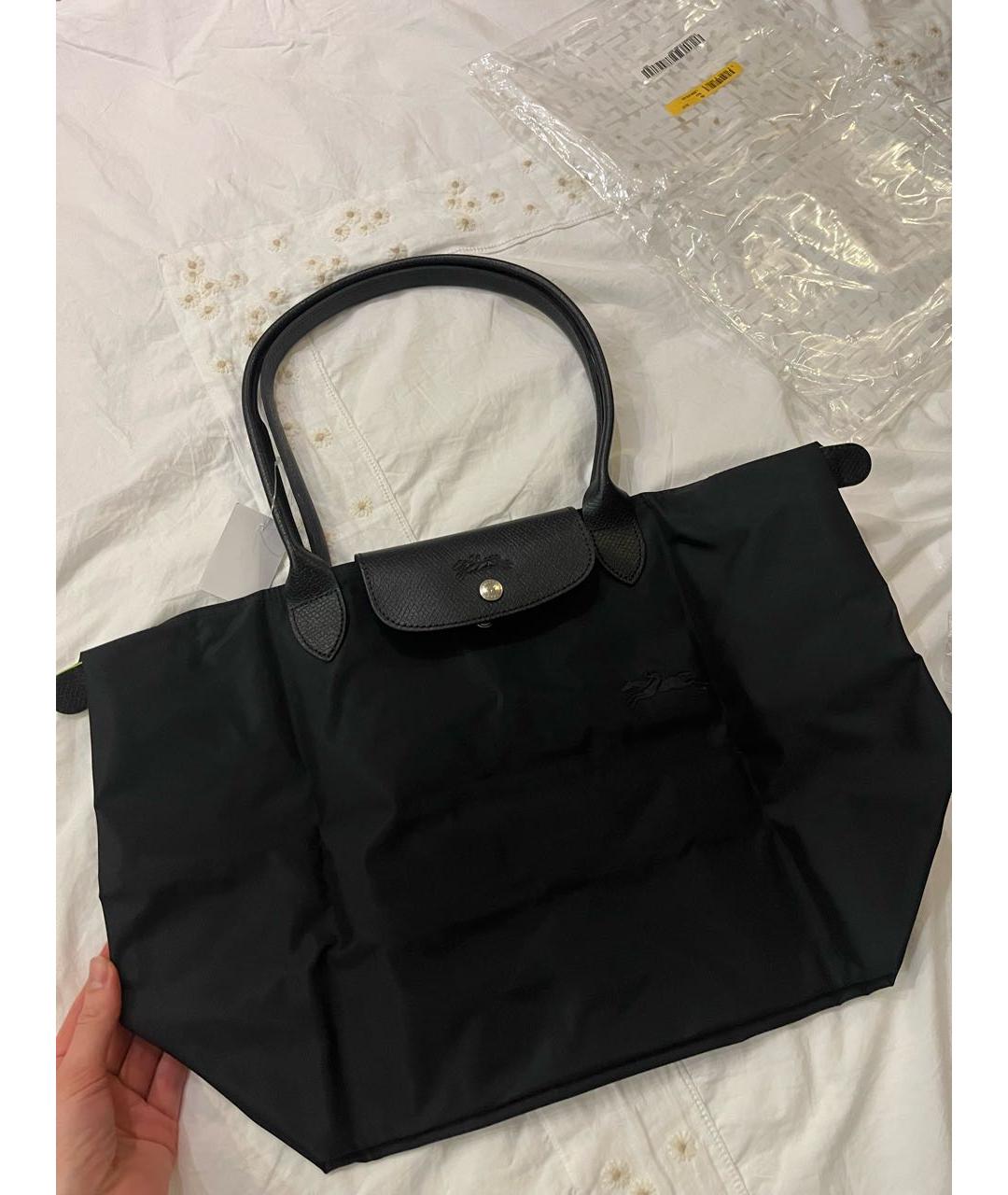 LONGCHAMP Черная тканевая сумка тоут, фото 2