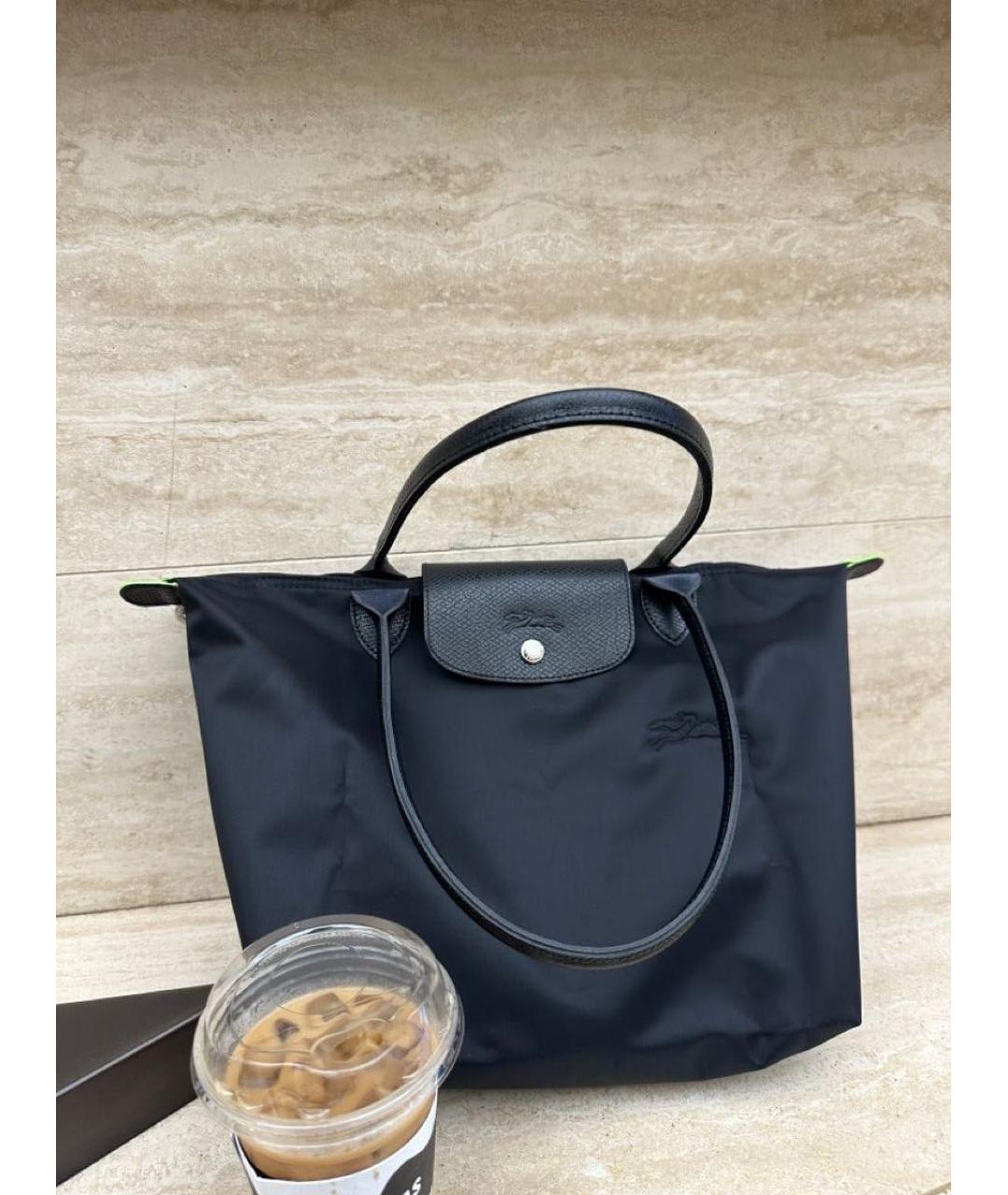 LONGCHAMP Черная тканевая сумка тоут, фото 4