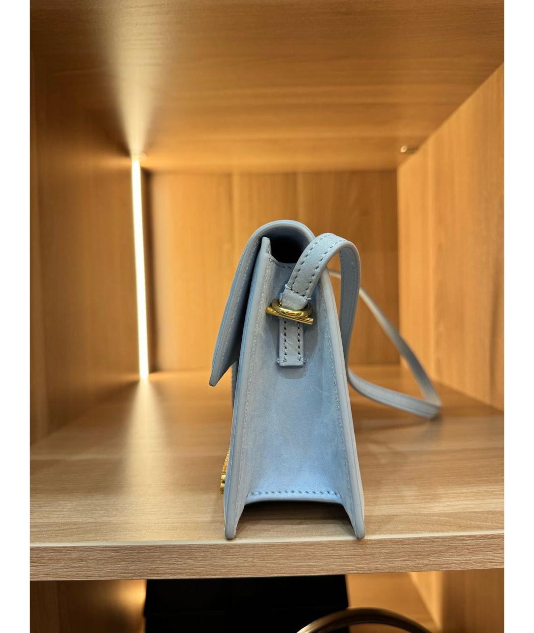JACQUEMUS Голубая кожаная сумка через плечо, фото 5
