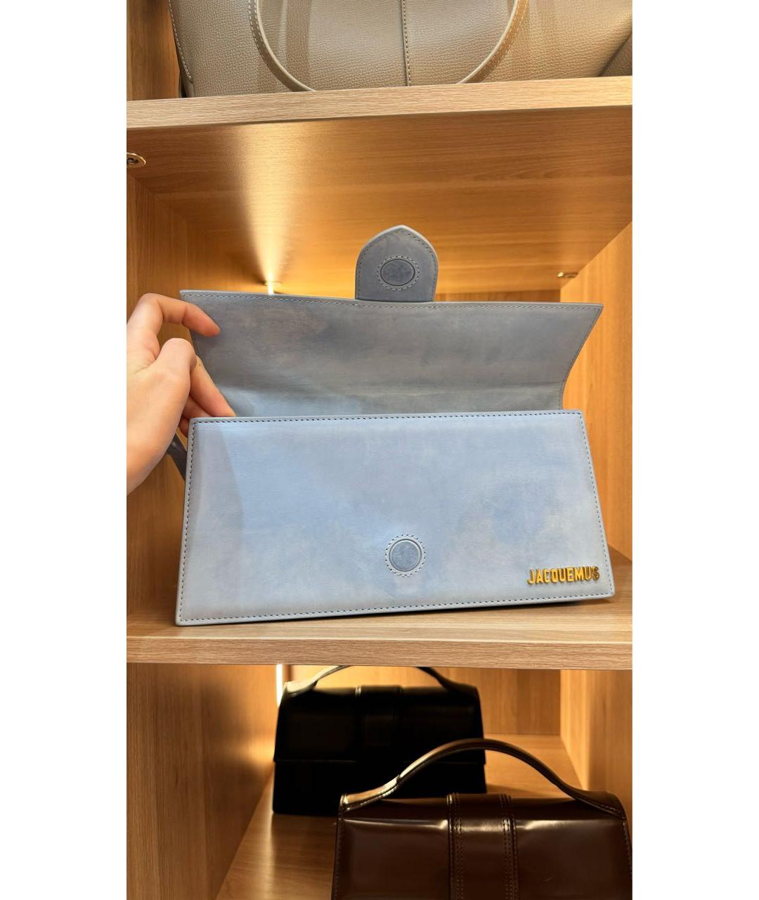 JACQUEMUS Голубая кожаная сумка через плечо, фото 7