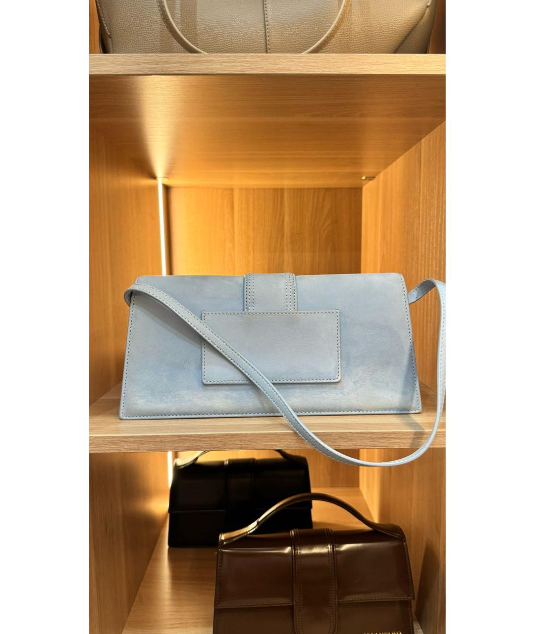 JACQUEMUS Голубая кожаная сумка через плечо, фото 4
