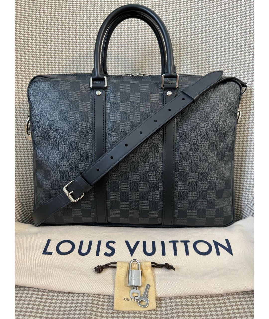 LOUIS VUITTON PRE-OWNED Антрацитовый портфель, фото 9