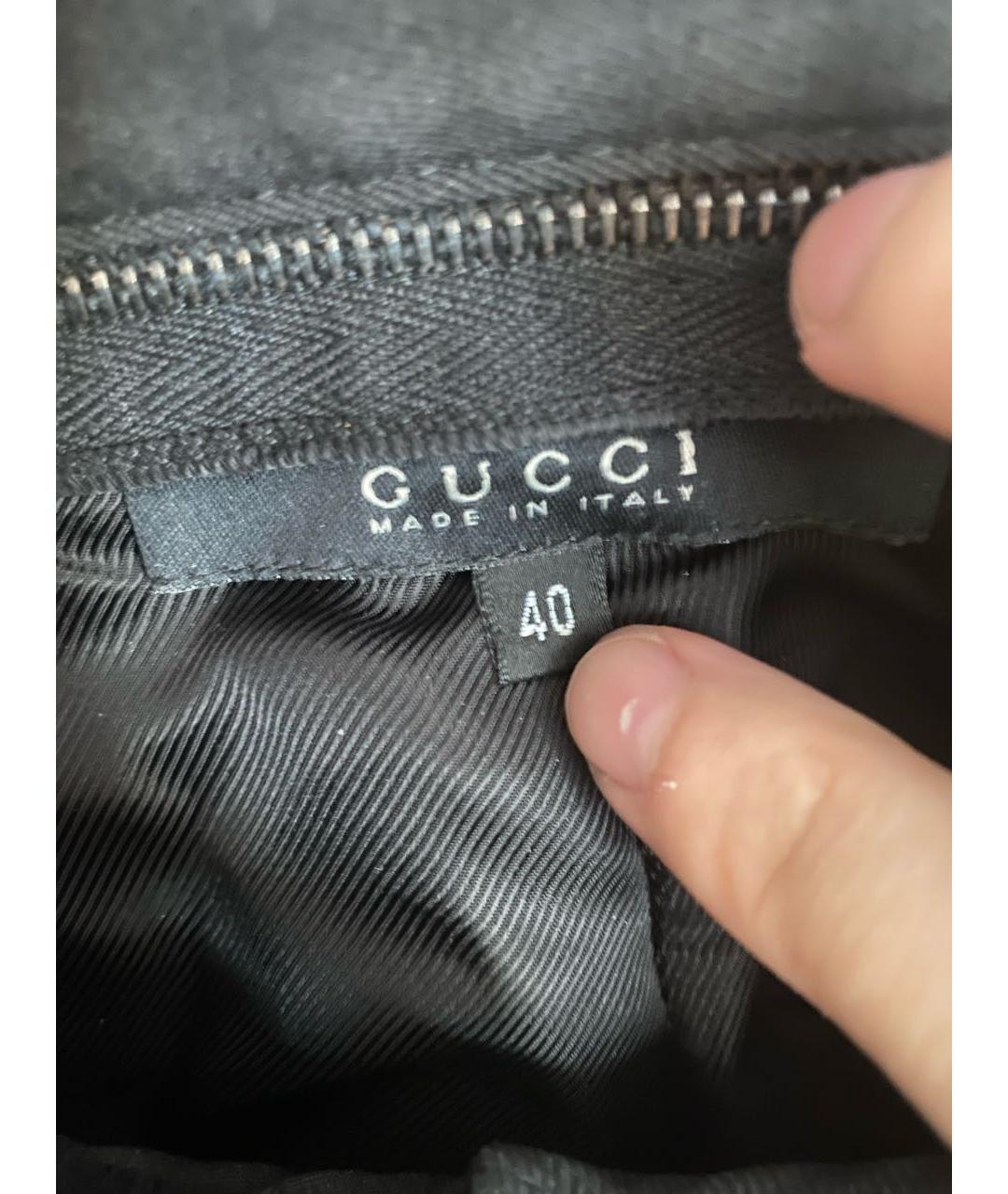 GUCCI Черные шерстяные брюки широкие, фото 3