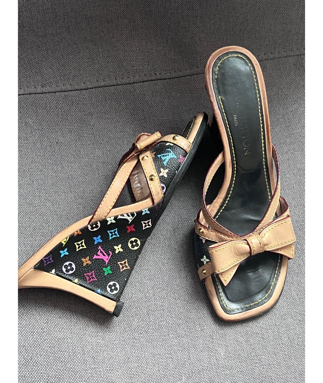 LOUIS VUITTON PRE-OWNED Бежевые кожаные мюли, фото 5