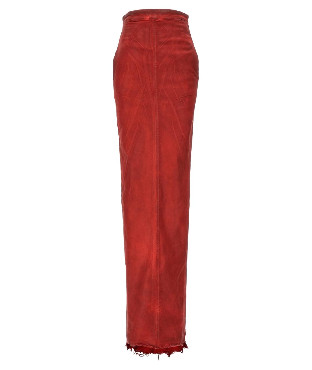 RICK OWENS Красная хлопковая юбка макси, фото 1