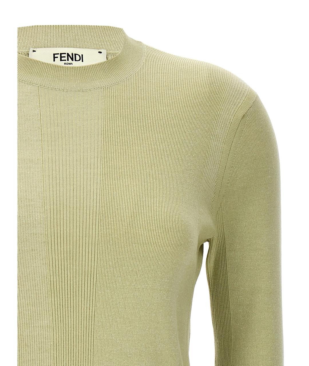 FENDI Зеленый шерстяной джемпер / свитер, фото 3