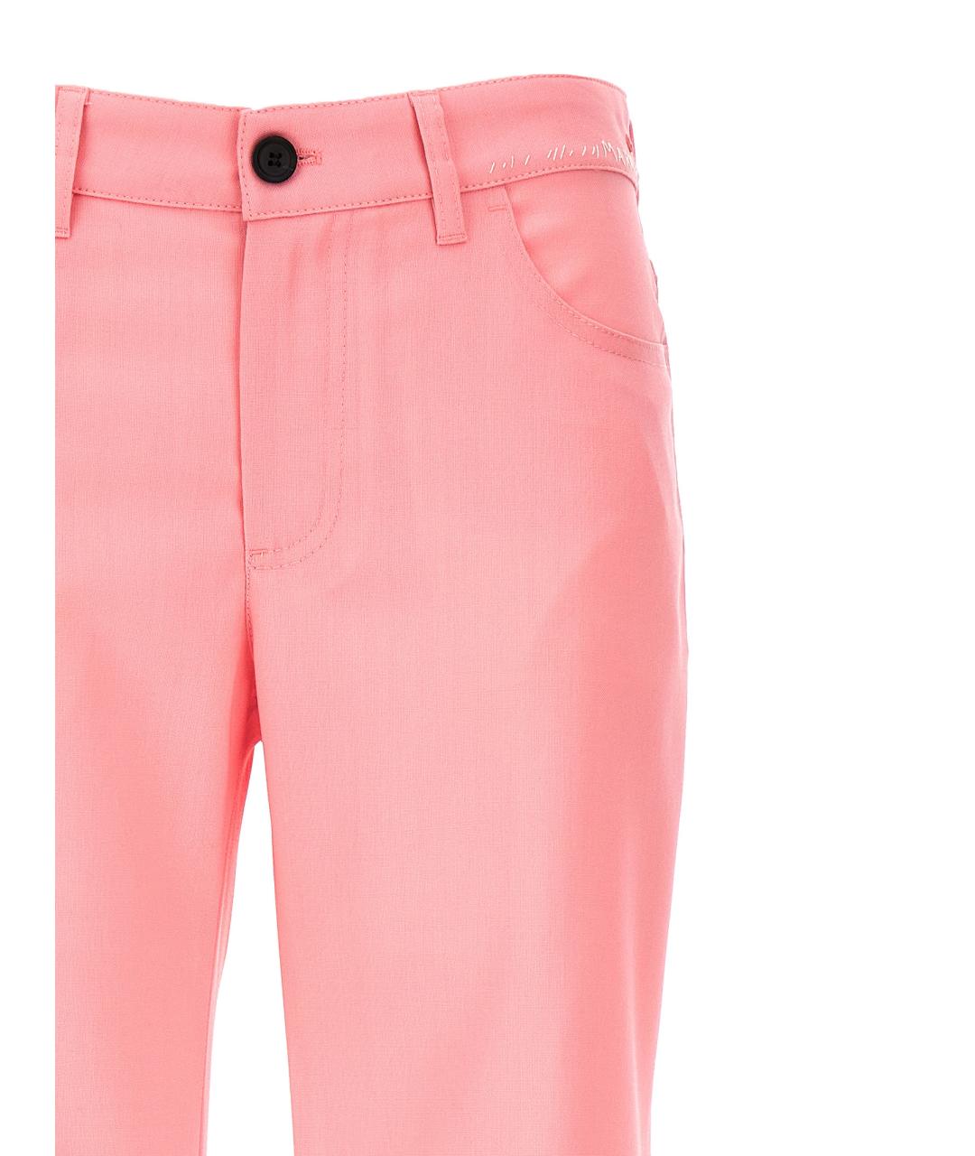 MARNI Розовые шерстяные прямые брюки, фото 3