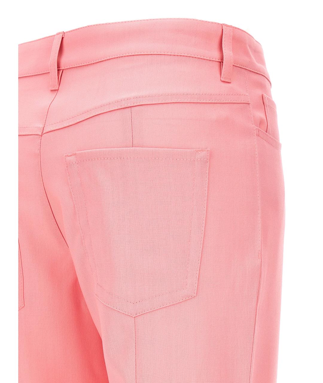 MARNI Розовые шерстяные прямые брюки, фото 4