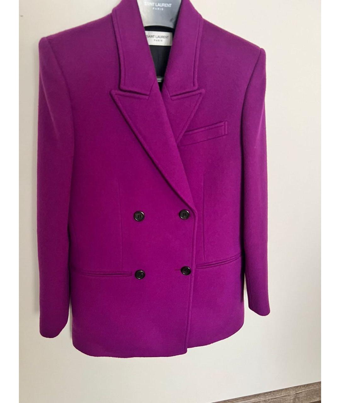 SAINT LAURENT Фиолетовый шерстяной жакет/пиджак, фото 7
