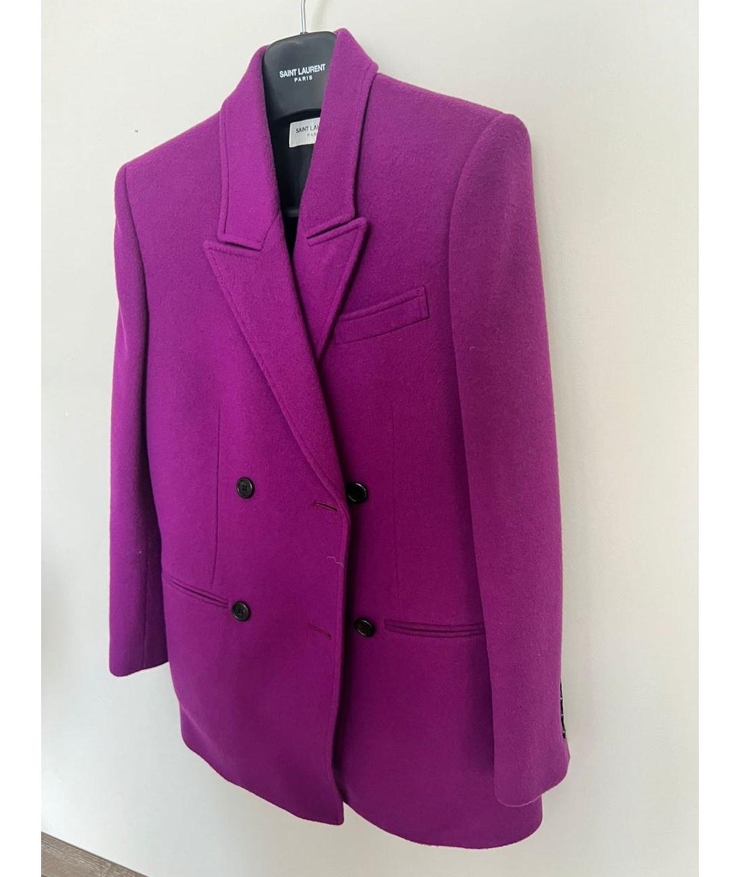 SAINT LAURENT Фиолетовый шерстяной жакет/пиджак, фото 2