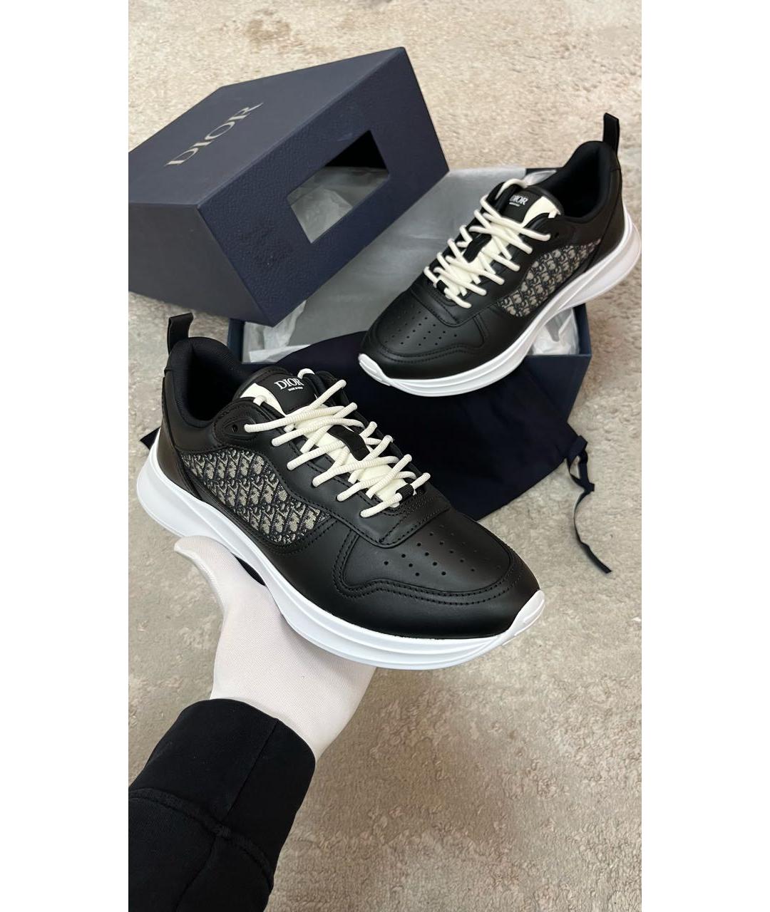 CHRISTIAN DIOR Черные кожаные низкие кроссовки / кеды, фото 5