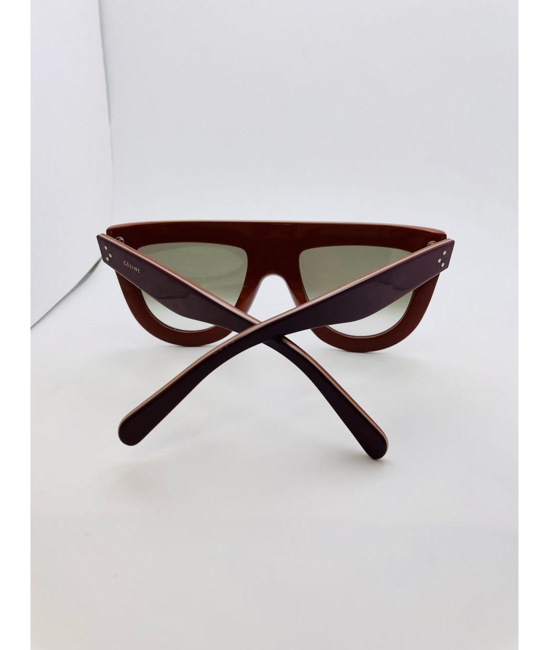 CELINE PRE-OWNED Бордовые пластиковые солнцезащитные очки, фото 5