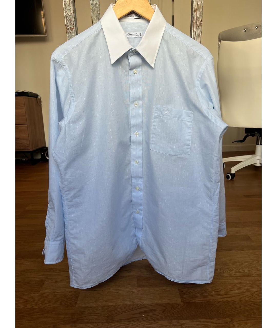 CHRISTIAN DIOR PRE-OWNED Голубая хлопко-полиэстеровая классическая рубашка, фото 7
