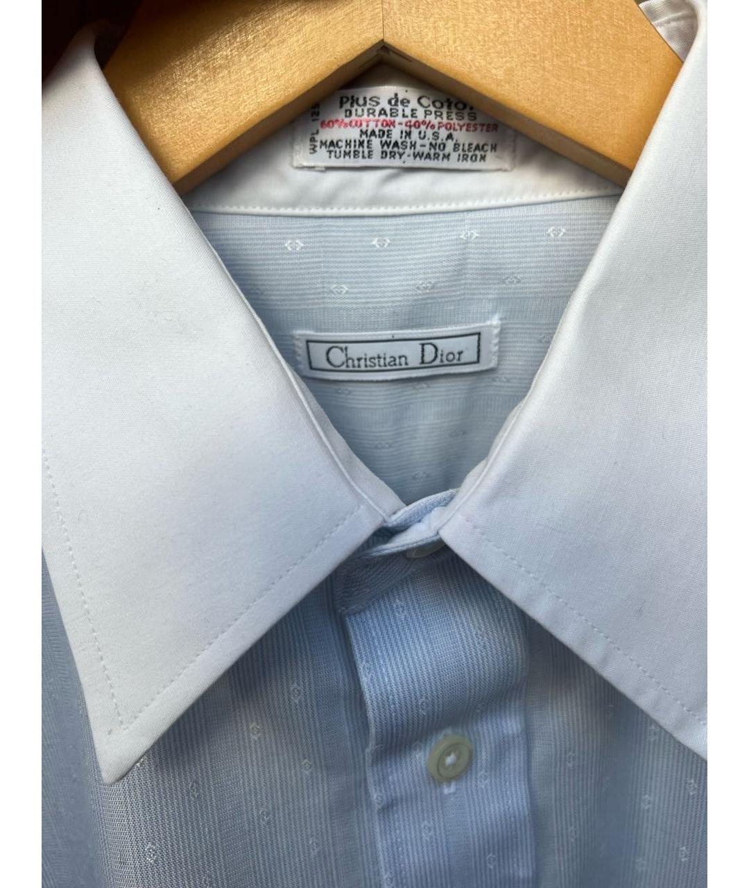 CHRISTIAN DIOR Голубая хлопко-полиэстеровая классическая рубашка, фото 3