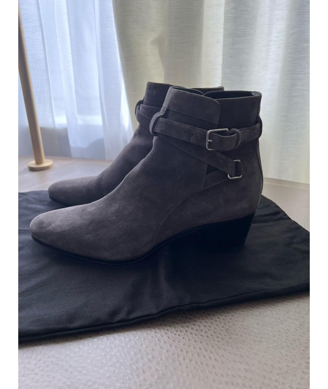 SAINT LAURENT Серые замшевые ботильоны, фото 6