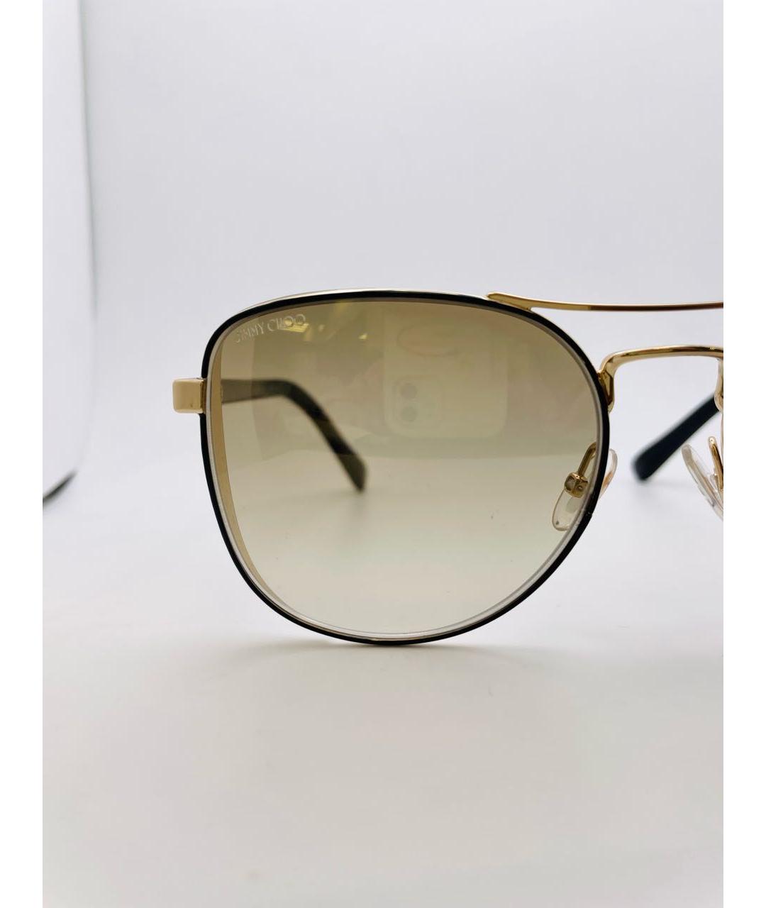 JIMMY CHOO Золотые металлические солнцезащитные очки, фото 2