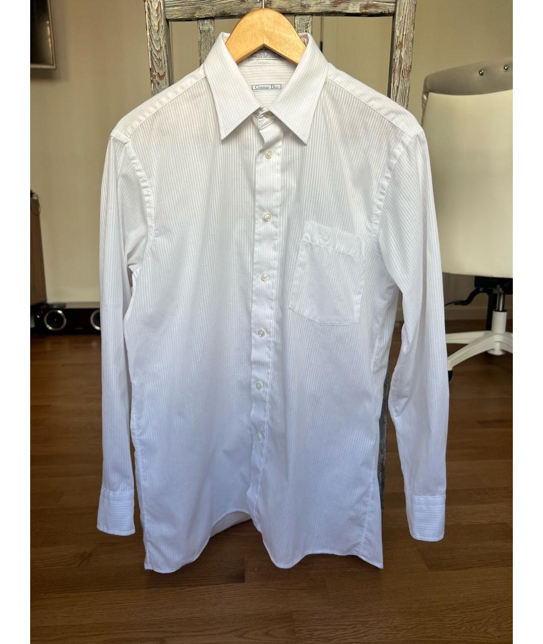CHRISTIAN DIOR Белая хлопко-полиэстеровая классическая рубашка, фото 8
