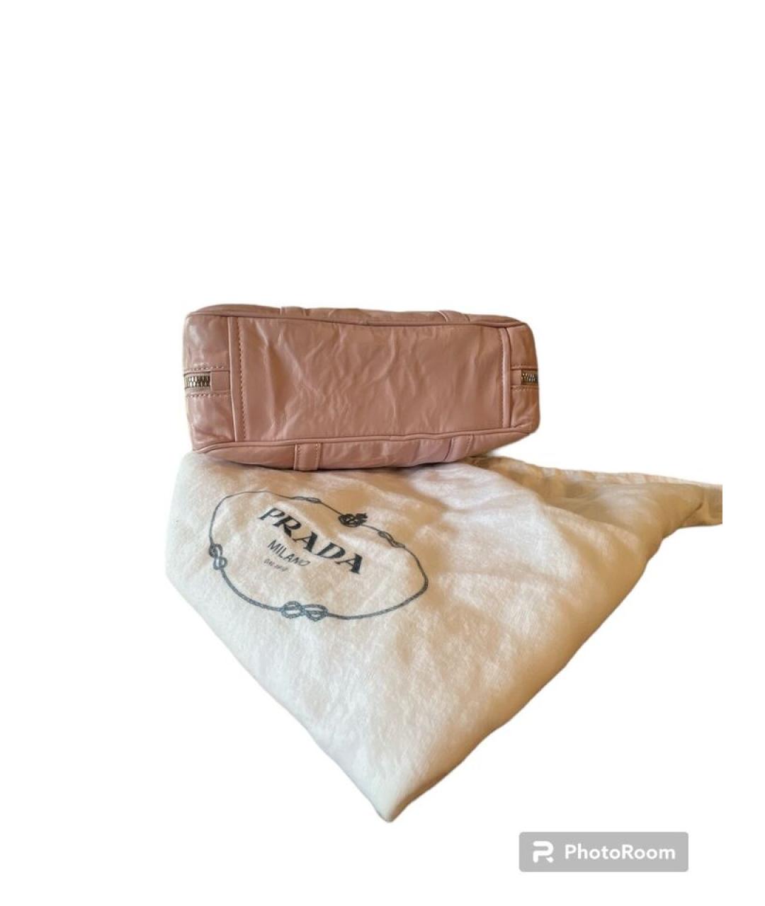 PRADA Розовая кожаная сумка с короткими ручками, фото 6