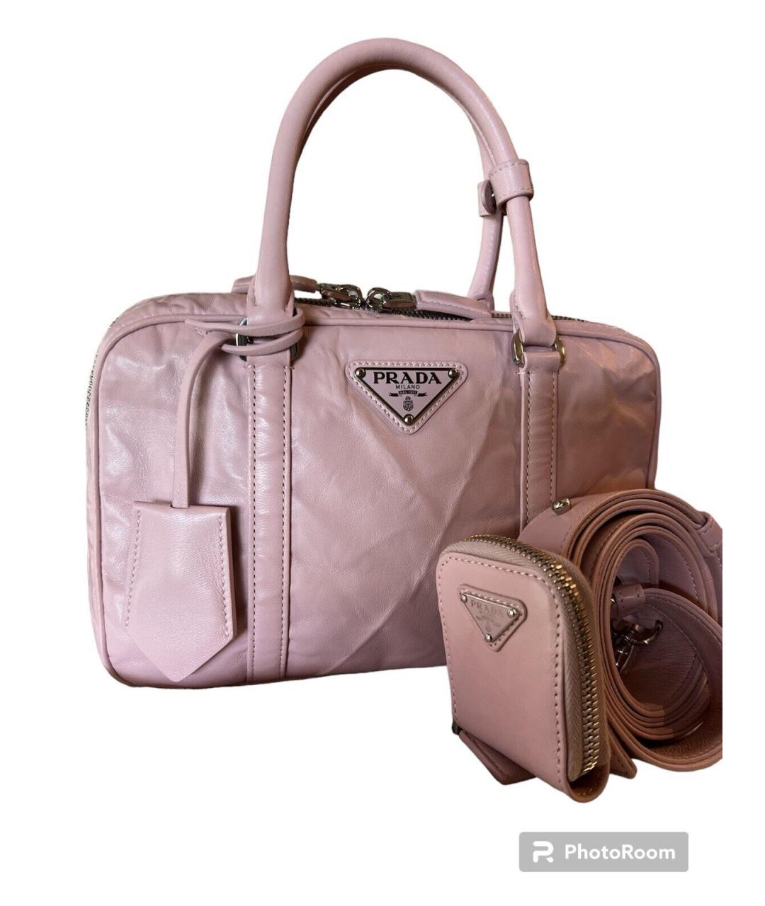PRADA Розовая кожаная сумка с короткими ручками, фото 2