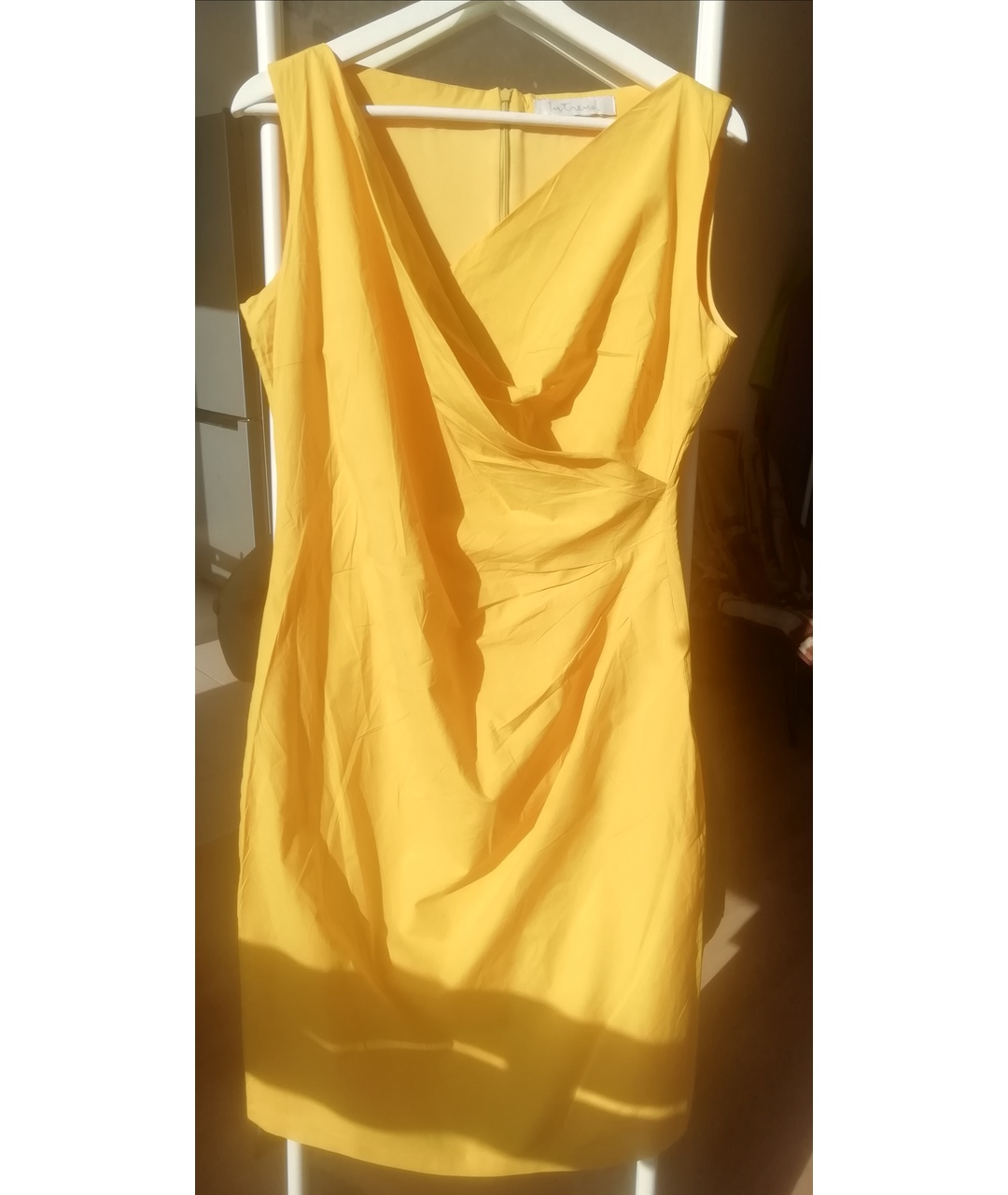 MAX MARA Желтое хлопко-эластановое повседневное платье, фото 4