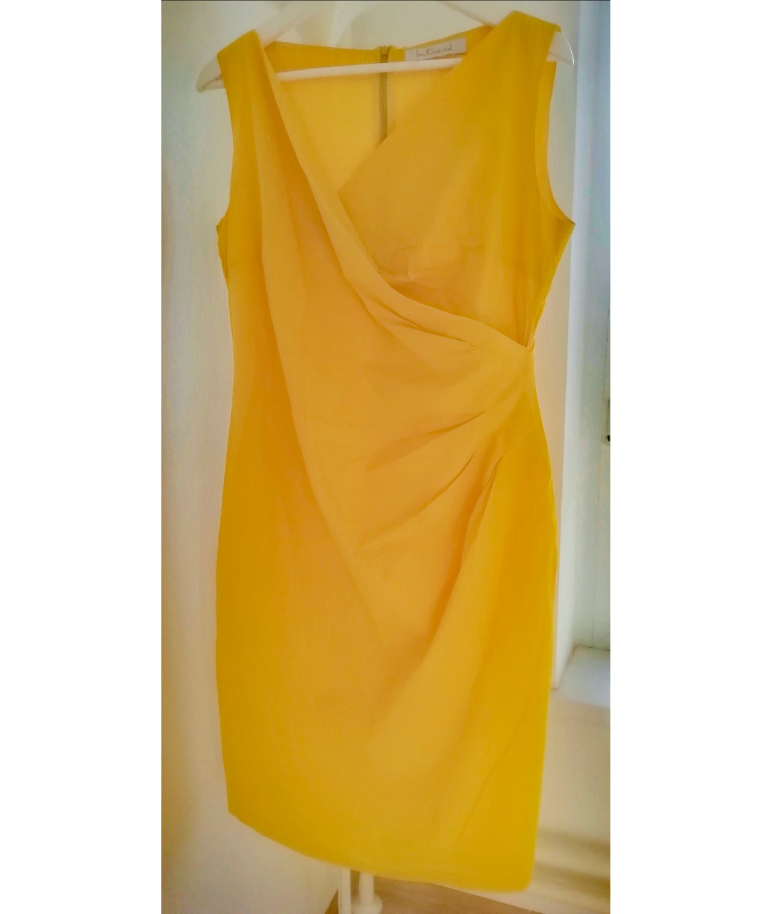 MAX MARA Желтое хлопко-эластановое повседневное платье, фото 8