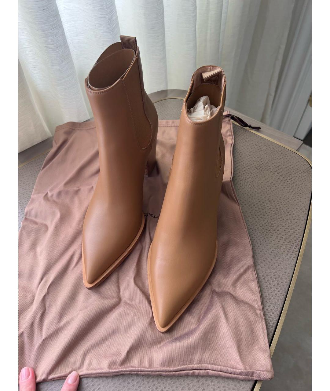 GIANVITO ROSSI Коричневые кожаные ботильоны, фото 2