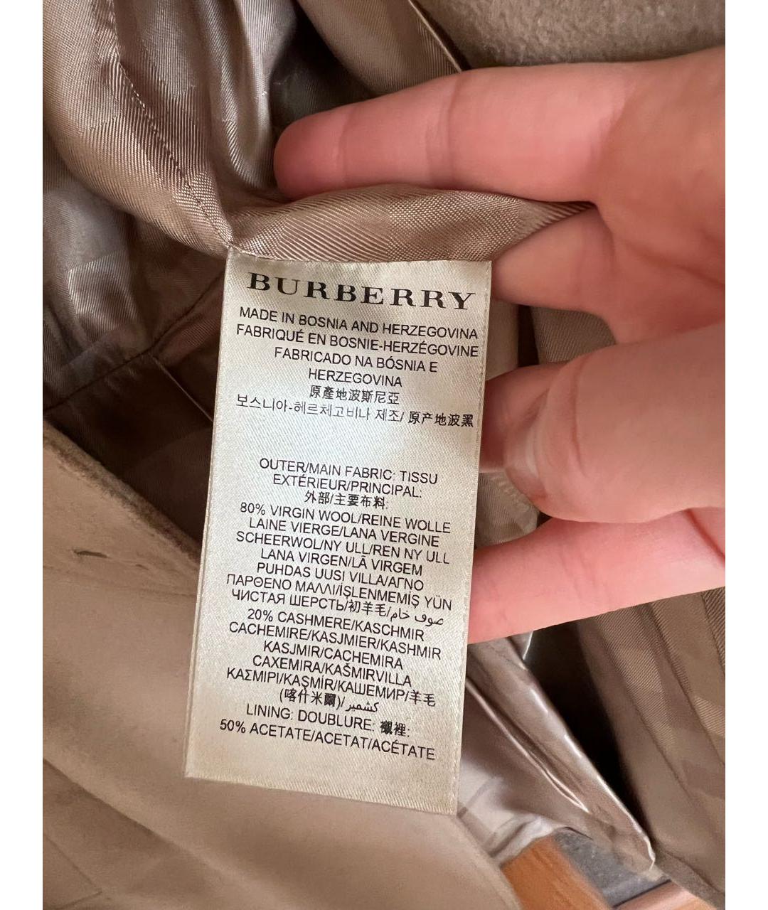 BURBERRY Бежевое шерстяное пальто, фото 5