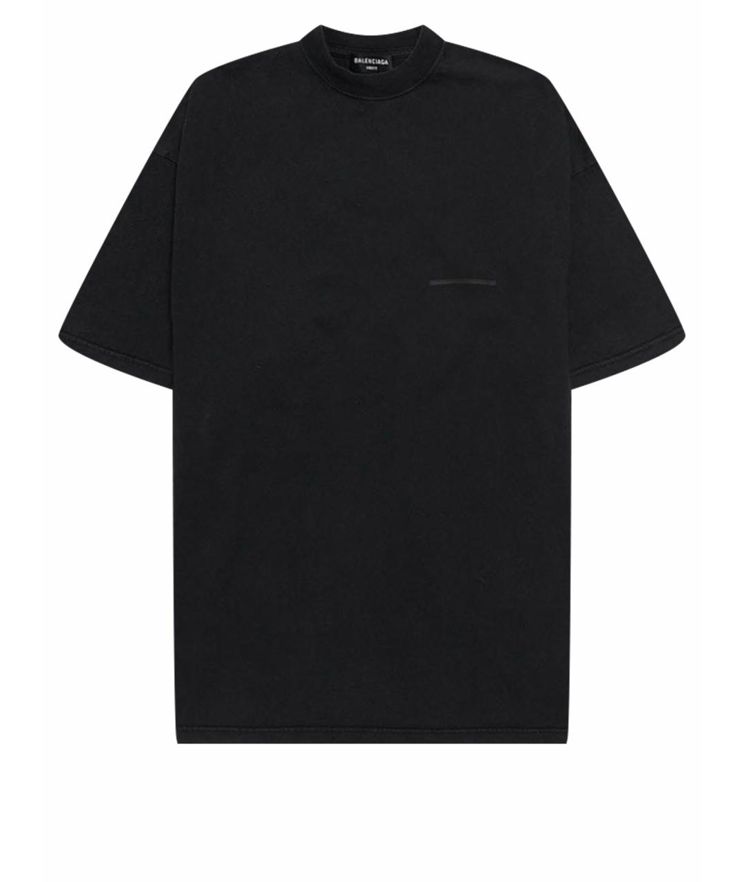 BALENCIAGA Черная хлопко-эластановая футболка, фото 1