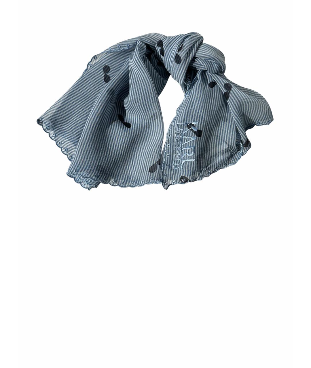 KARL LAGERFELD Голубой шелковый платок, фото 1