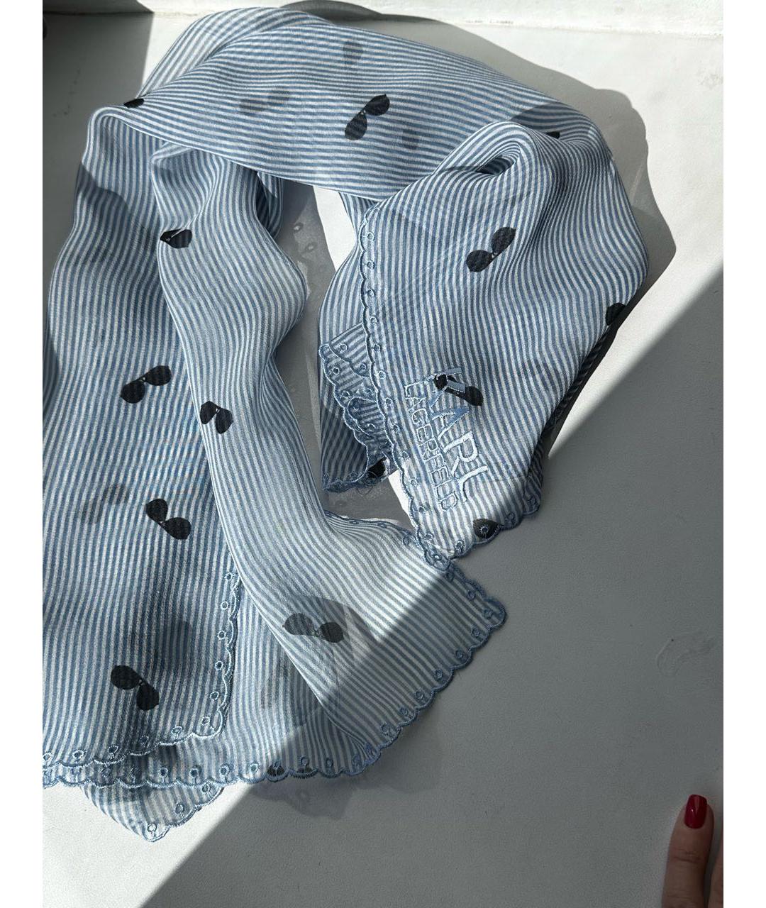 KARL LAGERFELD Голубой шелковый платок, фото 7