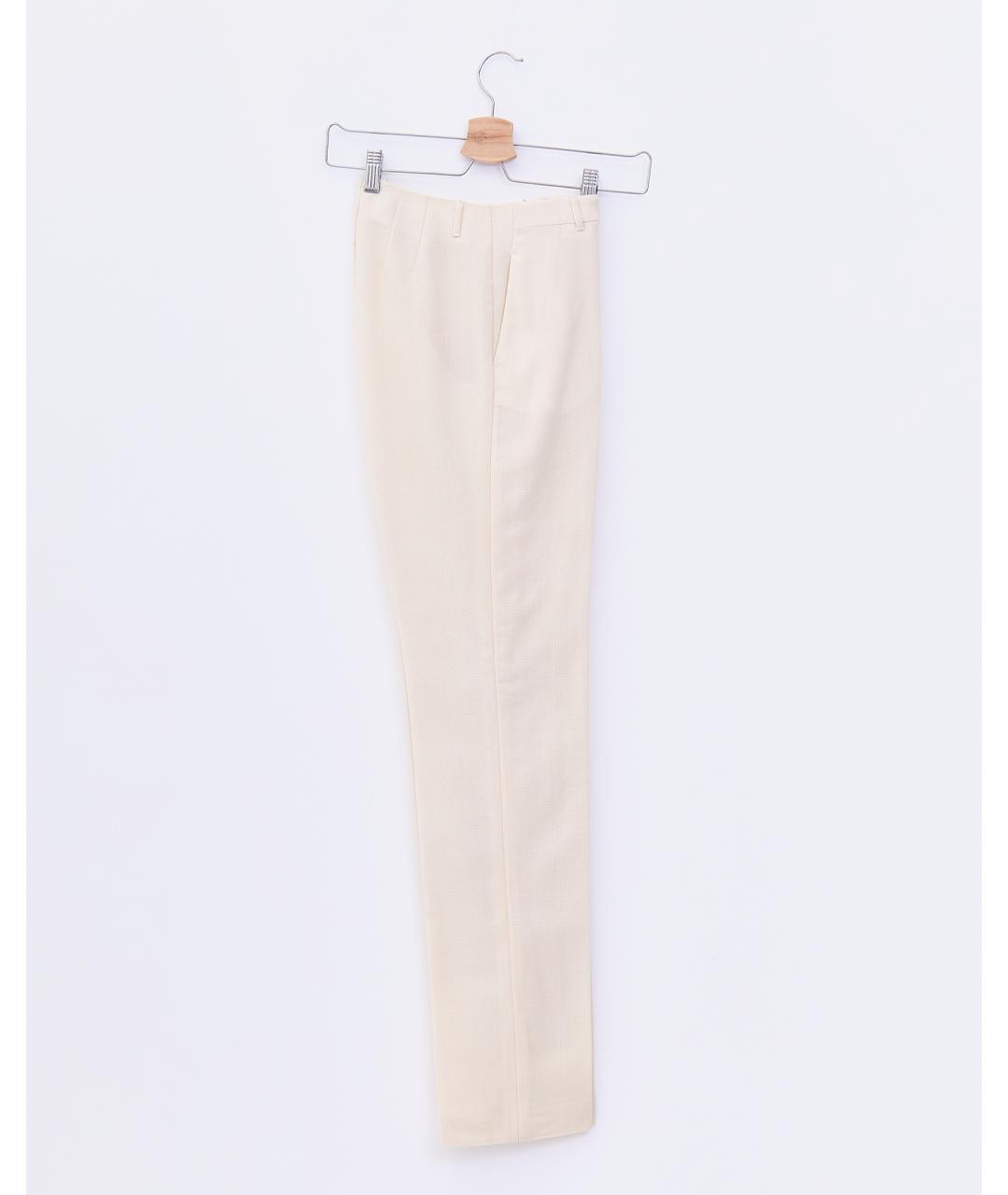 JIL SANDER Бежевые шерстяные прямые брюки, фото 2