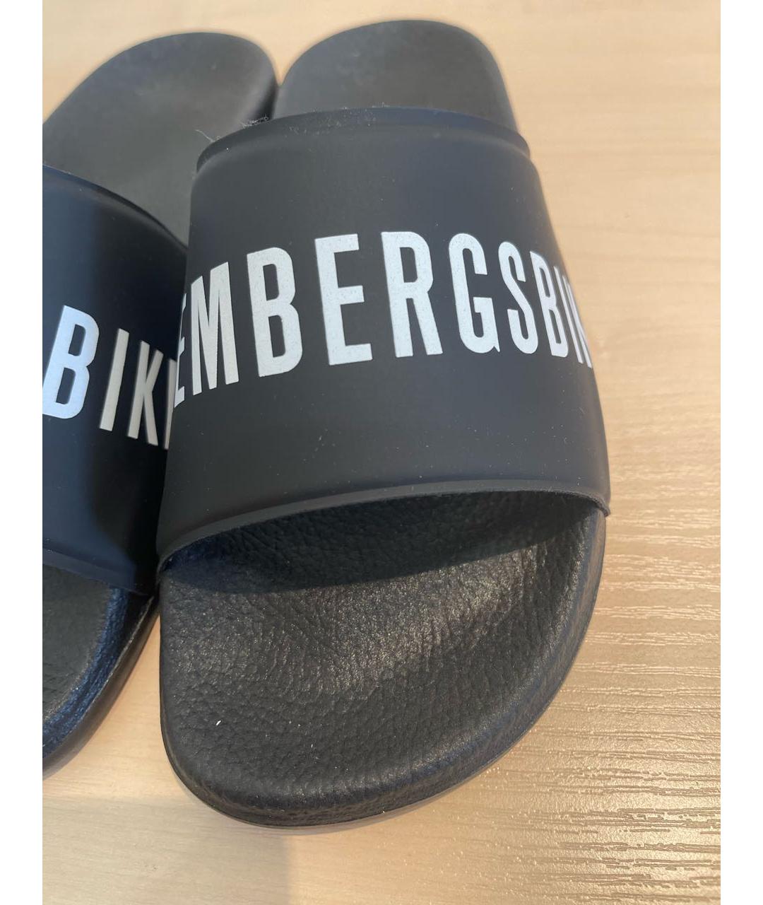 BIKKEMBERGS Черные резиновые сандалии и шлепанцы, фото 4