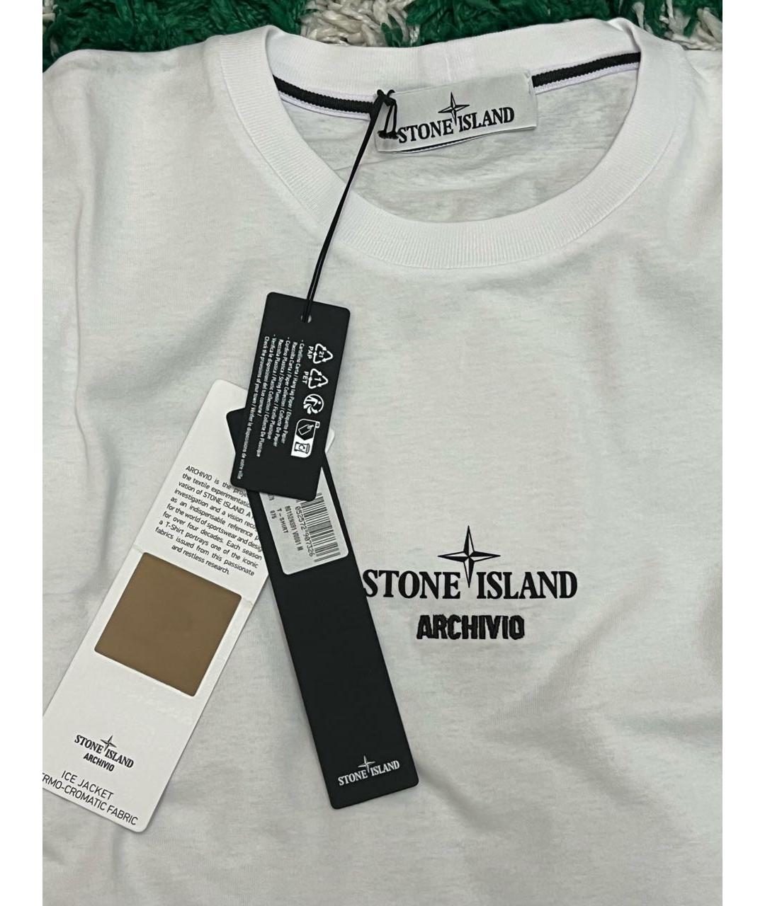 STONE ISLAND Белая хлопковая футболка, фото 4