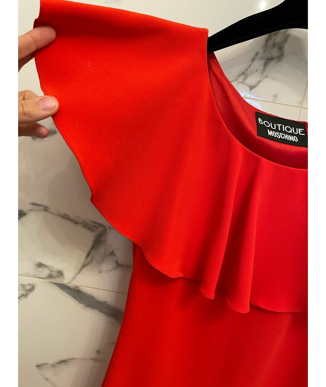 BOUTIQUE MOSCHINO Красное синтетическое коктейльное платье, фото 2