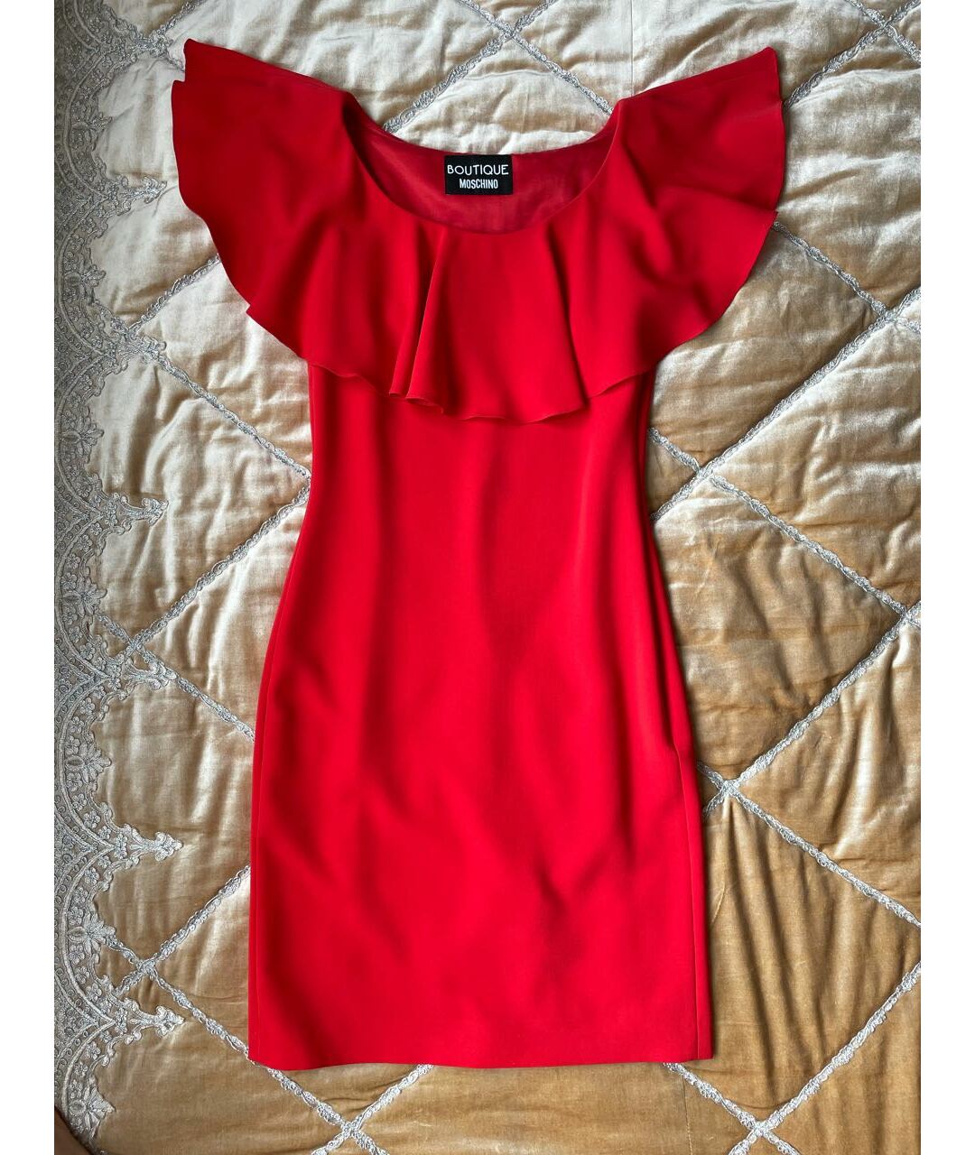 BOUTIQUE MOSCHINO Красное синтетическое коктейльное платье, фото 3