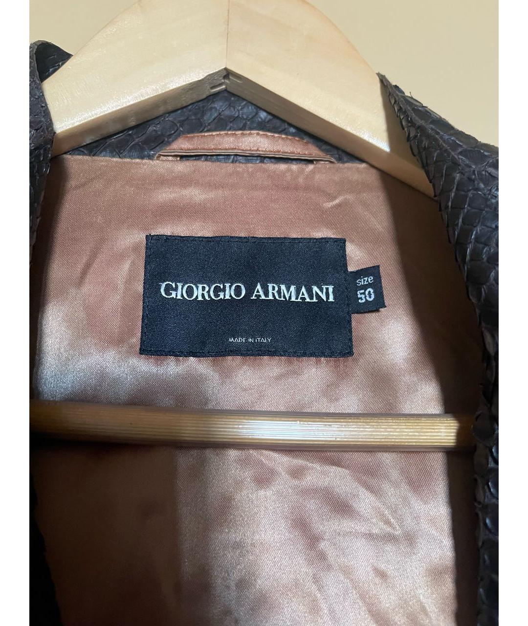 GIORGIO ARMANI Коричневая кожаная куртка, фото 3