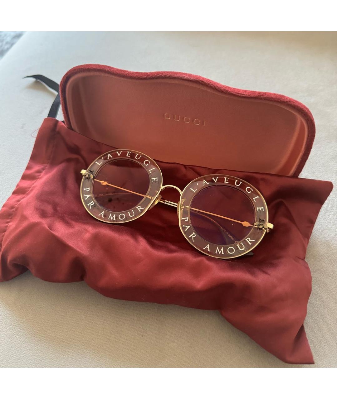 GUCCI Розовые пластиковые солнцезащитные очки, фото 4