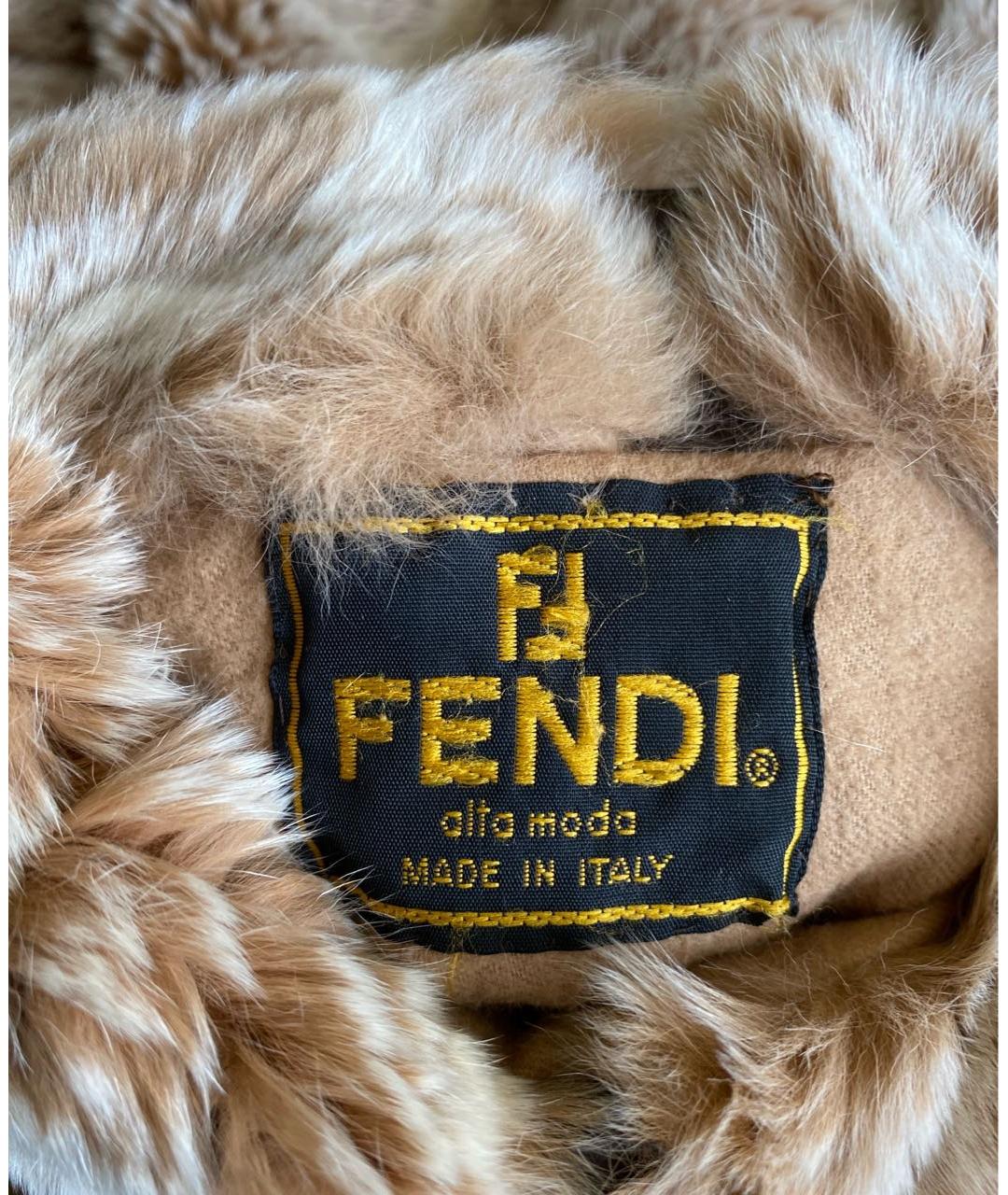 FENDI Бежевая меховая шуба, фото 5