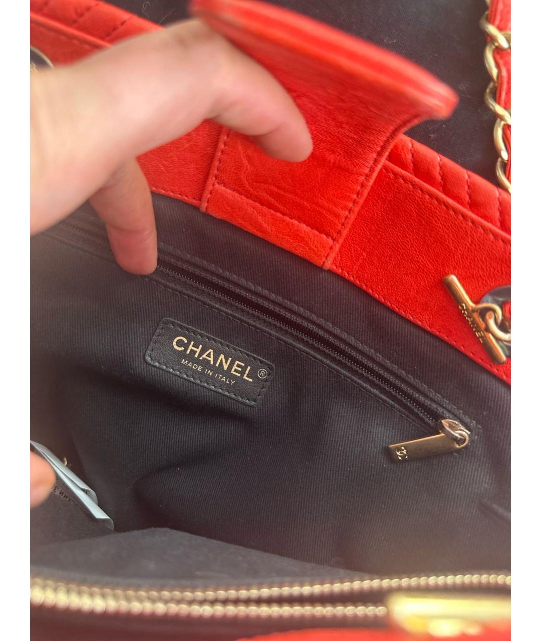 CHANEL PRE-OWNED Красная кожаная сумка через плечо, фото 4